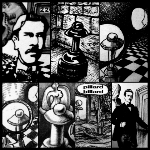 Raymond Roussel im Schach (Zeichnung: urian)