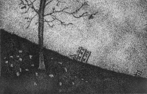 Bank auf dem Deich (Zeichnung: urian)