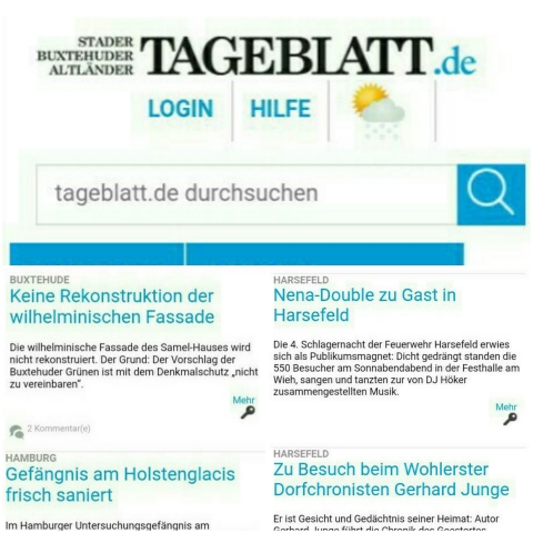 screenshot Stader Tageblatt 18.2.2018