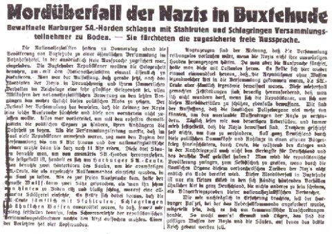 Artikel zur Saalschlacht in Buxtehude