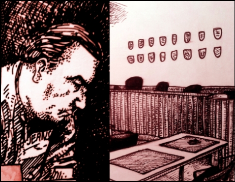 Prozess gegen Marc H. Stade 2005 (Zeichnungen: urian)