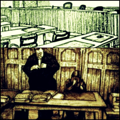 Im Gerichtssaal (Zeichnungen: urian)