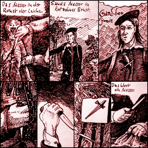 Sand und sein Messer (Zeichnung