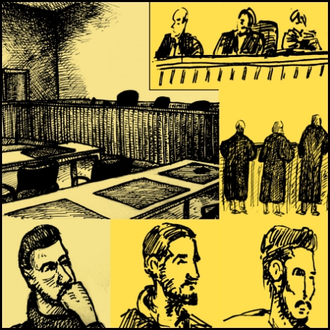 Im Gerichtssaal (Zeichnungen: urian)