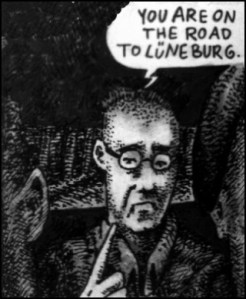 Himmler unterwegs nach Lüneburg (Zeichnung: urian)