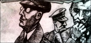 Himmler, Hitler, Fegelein in Berlin 20.4.45 (Zeichnung: urian)