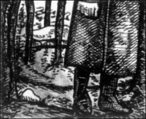 Himmler auf der Flucht (Zeichnung: urian)