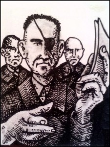 Himmlers Festnahme in Meinstedt (Zeichnung: urian)