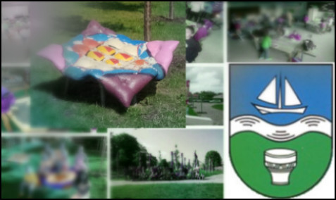 Schulpark und Wappen Bützfleth Stade (Montage: urian)