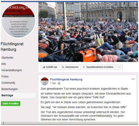 screenshot Flüchtlingsrat Hamburg