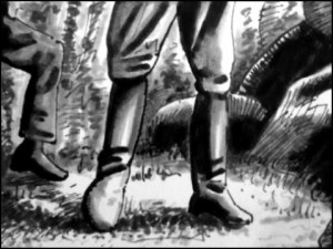 Himmler auf der Flucht (Zeichnung: urian)