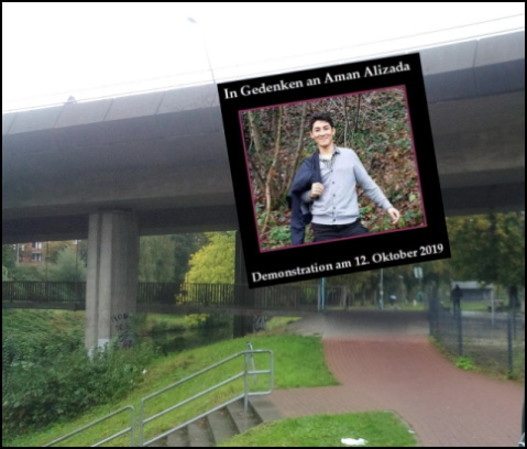 Hansebrücke mit Demo-Ankündigung (Foto/Montage: urian)
