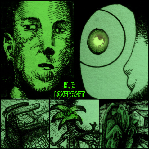 H. P. Lovecraft, die Schreibmaschine und Cthulhu (Zeichnungen: urian)