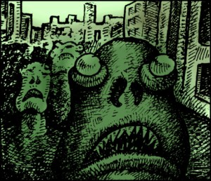 H. P. Lovecraft, Innsmooth (Zeichnung: urian)