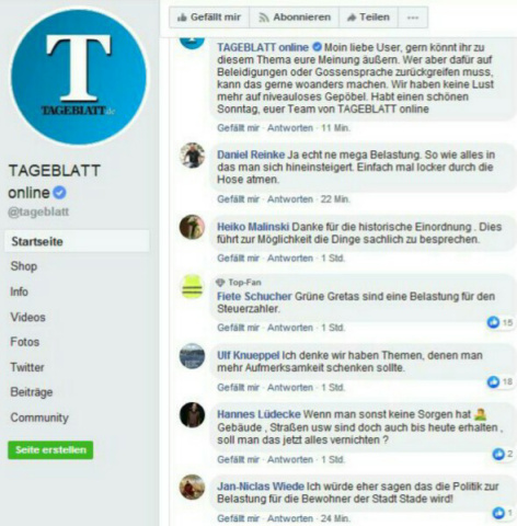 screenshot Tageblatt online facebook