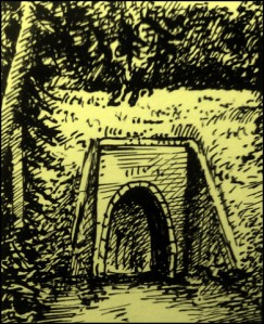 Tunnel und Bahndamm in Fakensieps (Zeichnüng: urian)