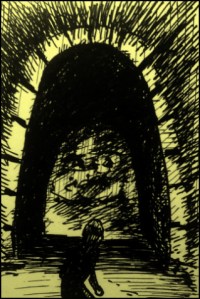 Tunnel und Bahndamm in Fakensieps (Zeichnüng: urian)