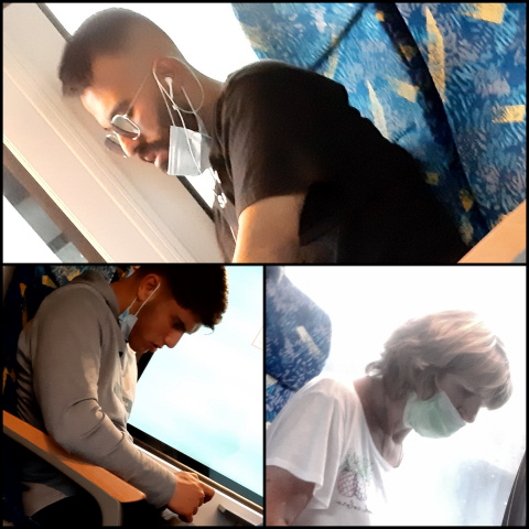 Bahnfahrer und Masken (Foto: urian