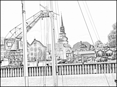 Stade vom Hafen aus gesehen (Foto/Grafik: urian)