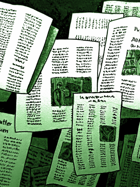 Zeitungen (Zeichnung: urian)